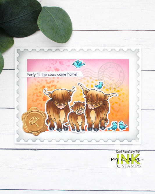 Textured Sunset Highland Cow Postcard