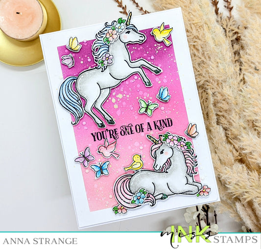 Birthday card with unicorns.