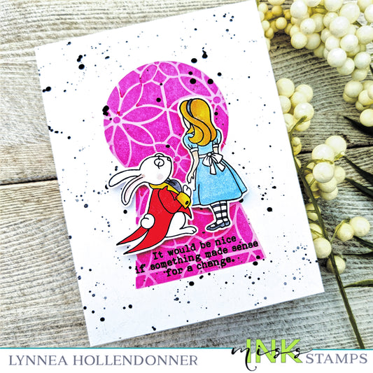 Alice in Wonderland Layered Stenciled Card