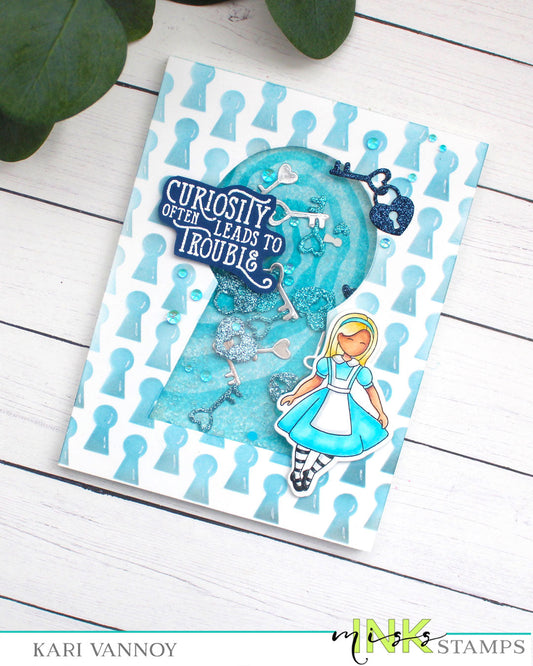 Alice Key to my Heart Shaker Card