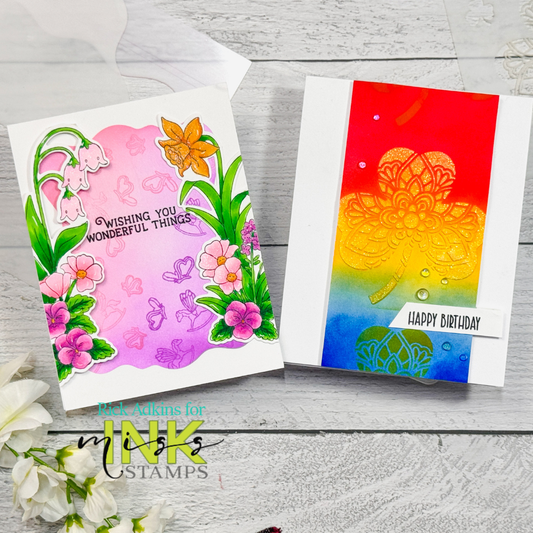 Soft Floral & Rainbow Clover Cards
