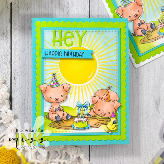 How to Build a Farm-Themed Birthday Scene Using Stamps, Dies & Ink Blending