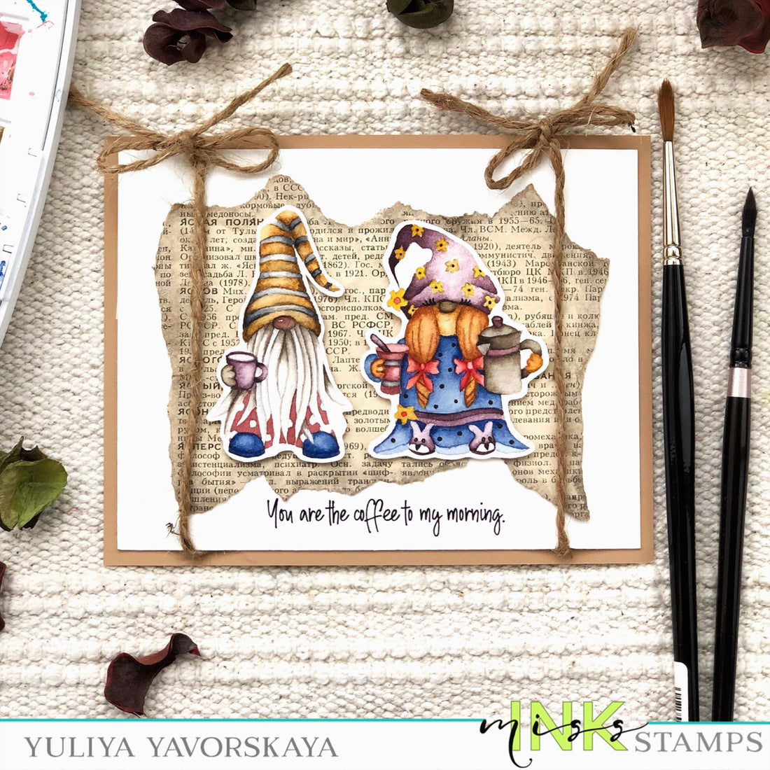 Coffee Gnomes card with Yuliya