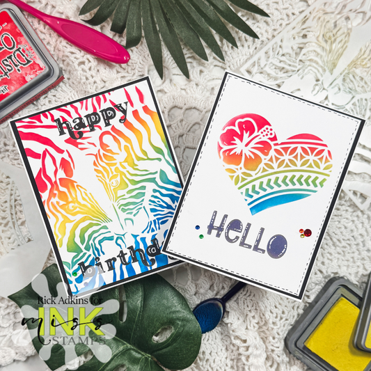 Bright Ink Blended Cards with the July 2026 Free Gift Stencils