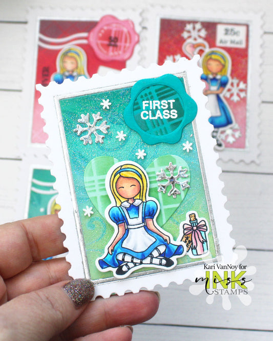Christmas Alice Postage Stamps