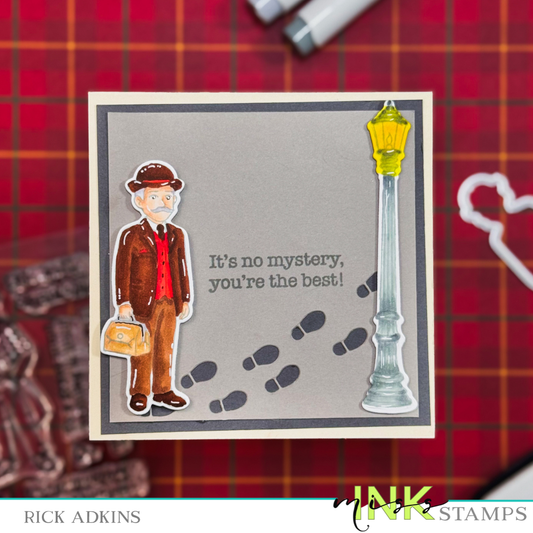 Miss Ink Stamps Elementary Stamp Set: A Masculine Mystery Card