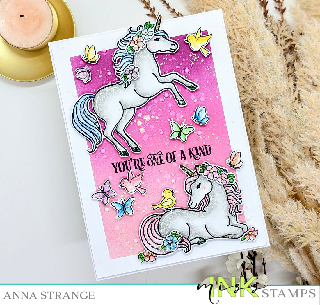 Birthday card with unicorns.