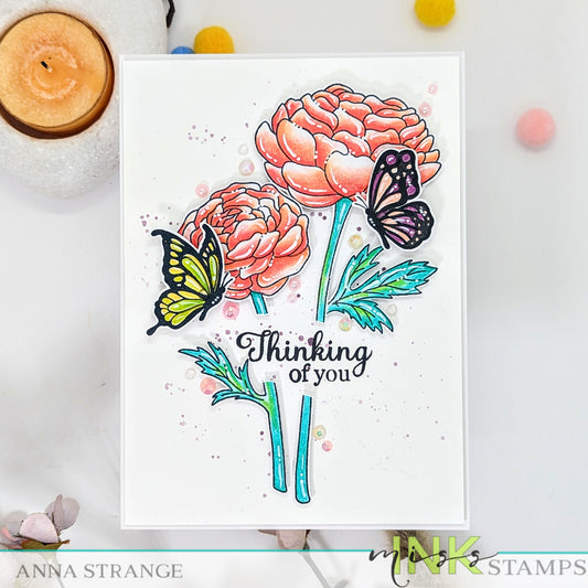 Ranunculus stamp set and Polychromos pencils