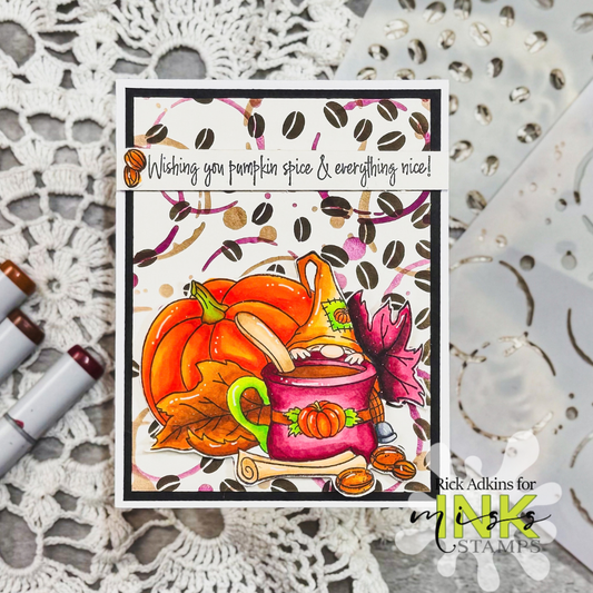Miss Ink Stamps Cardmaking Tutorial: Pumpkin Spice Latte with Stencils