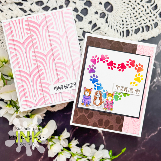 Two Cardmaking Techniques with Miss Ink Stamps June 2026 Free Stencils