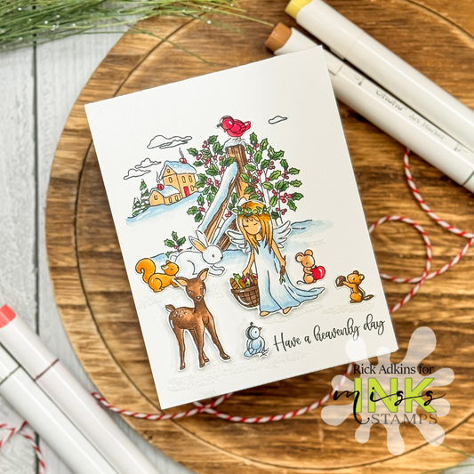 Winter Birthday Angel Scene | Featuring the Little Angel Stamp Set