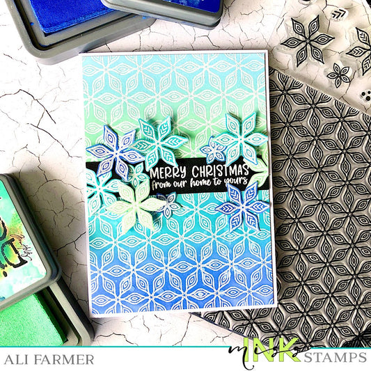 Ombre Woodcut Floral Background Card