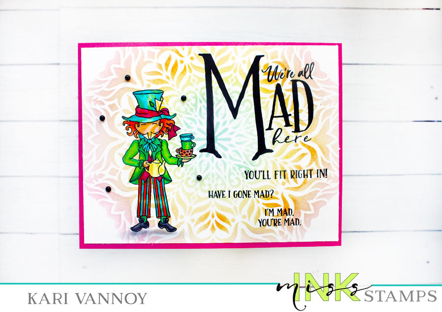Stenciled Mad Hatter Card