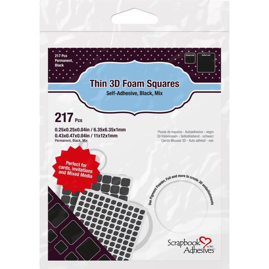 Scrapbook Adhesives Thin 3D Adhesive Foam Squares 217/Pkg--Black