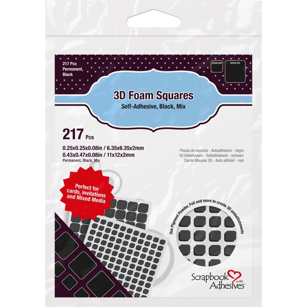 Scrapbook Adhesives 3D Foam Squares Variety Pack 217/Pkg--Black