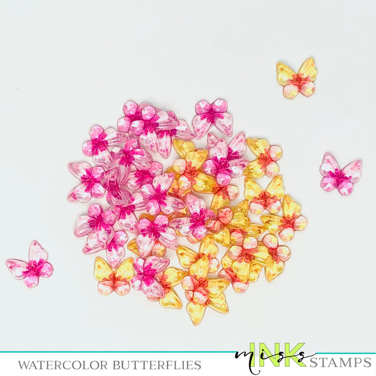 Watercolor Butterflies--Pink and Yellows